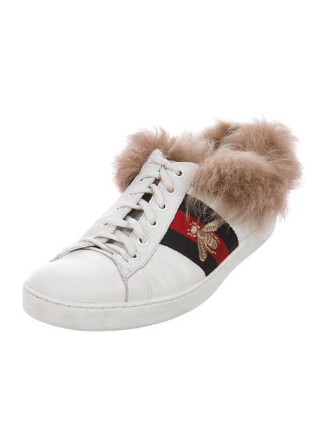 gucci red sneakers pre owned|Gucci fur sneakers women's.